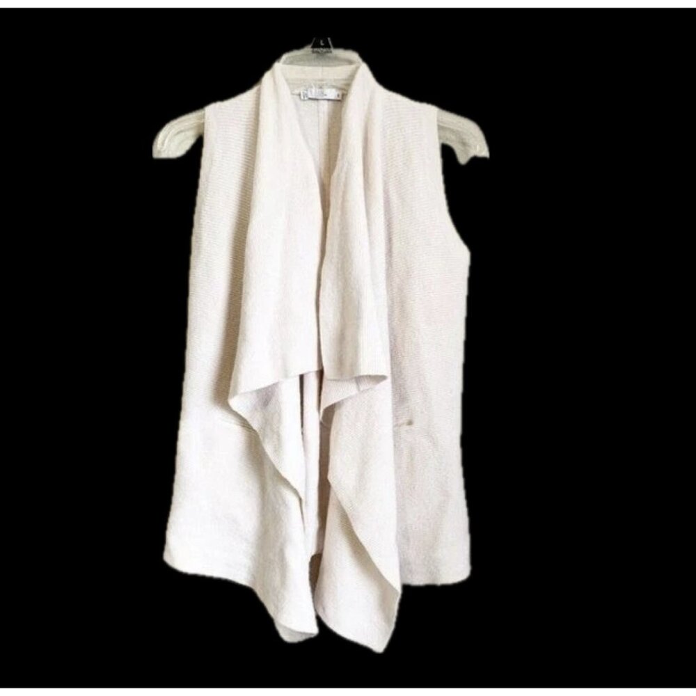 Vince Wool Cashmere Sleeveless Drape Cardigan Women’s XS Cream Pink Soft Luxury